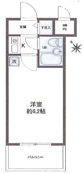 【間取り】 | ライオンズマンション相模原第七 | 1Kは、キッチンと居室が分かれているため、生活空間にメリハリをつけられますね。料理の臭いが気になりにくく、来客時にもプライベート空間を確保しやすい点が魅力ですね。一人暮らしでも快適な生活を送れますよ。
