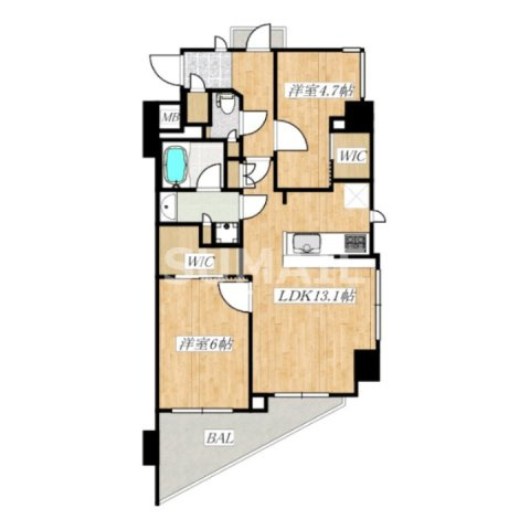 AXAS東十条アジールコートの間取り|角部屋です