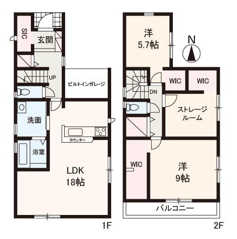 【間取り】 | Livele Garden.S堺中区堀上町4期　3号棟 | 3室にWIC、SCLなど収納たっぷり2LDK+S！ビルトイン車庫1台分有(車種による)。物件に関するお問い合わせはお気軽にどうぞ。