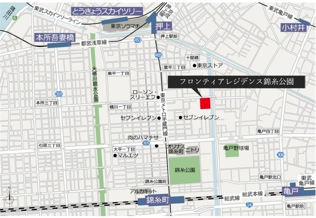 フロンティアレジデンス錦糸公園の地図