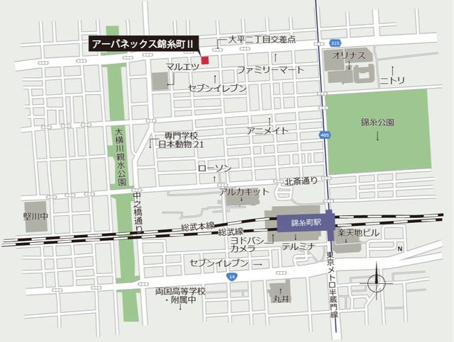 アーバネックス錦糸町Ⅱの地図