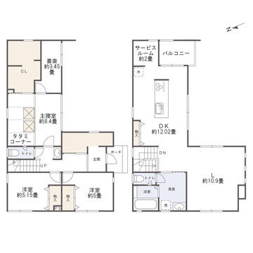 福山市新市町戸手　戸建住宅の間取り