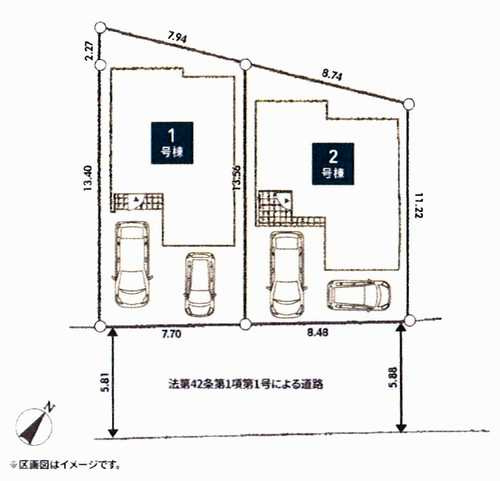 平塚市黒部丘第1　新築戸建全2棟　2号棟の区画図