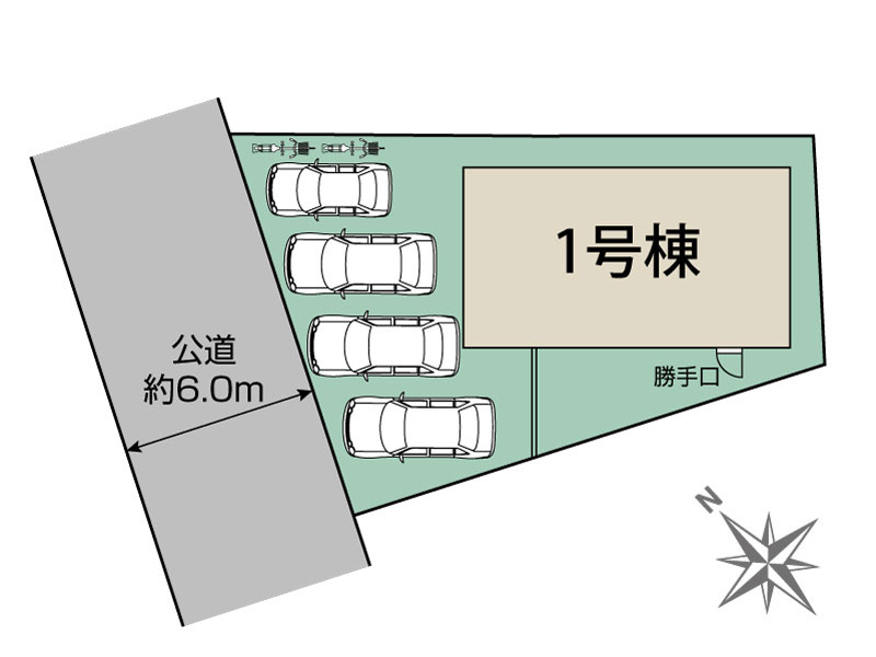 【同施工物件ご案内可能】愛知郡東郷町和合牛廻間　全1棟の区画図|全体区画数｜全1棟
◆駐車4台可能！(但し、車種による)
◎まずは、お気軽にお問い合わせください。現地を案内しながら周辺環境も見て頂けます。　　　　　　　　　　　　　　　　　　　　　　　　　　　　　　