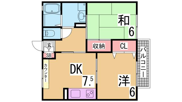 神戸市長田区駒ケ林町５丁目のアパートの間取り