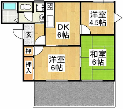八女郡広川町　2棟一括アパートの間取り