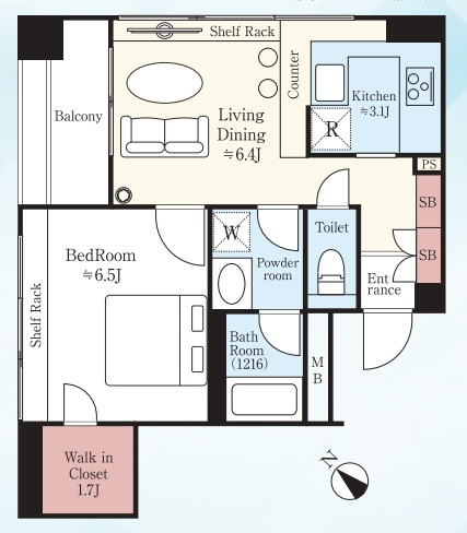 ホームズ高輪台の間取り|ホームズ高輪台：バス・トイレ別１ＬＤＫリフォーム物件は全居室６．４帖以上の暮らしやすいお部屋となっております！