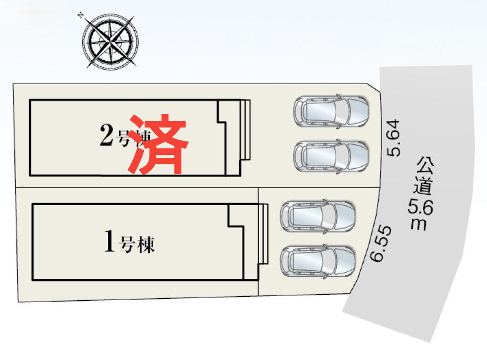新築戸建　長泉町南一式　全2棟　1号棟の区画図