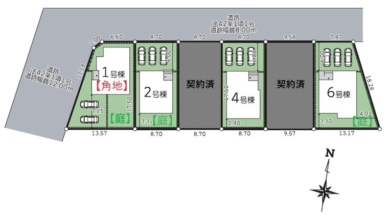 【新築戸建】札幌市東区北50条東13丁目6棟の区画図