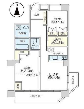 オアーゼ上篠の間取り|南東角部屋住戸につきまして日当たり・通風良好