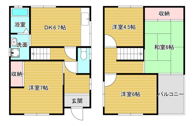 茱萸木７丁目貸家の間取り