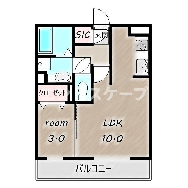 オペラハウス上大島　Ｃの間取り|高崎、前橋、伊勢崎エリアのお部屋探しはエンドスケープまで！お客様の理想お聞かせ下さい♪
設備、クロスの色が異なる場合があります。