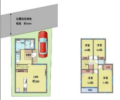 明石市魚住町清水　新築一戸建ての間取り