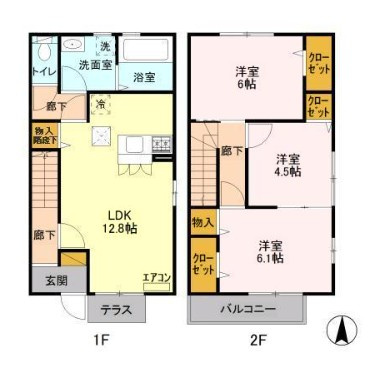 コリーヌ　B棟仲介手数料（賃料の1.10ヵ月）の50％OFF対象物件！の間取り