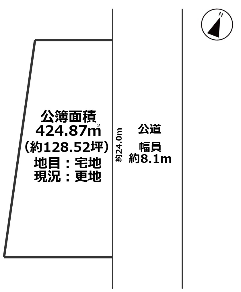 高島市今津町弘川128坪売地の土地図