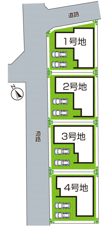 加古川市平岡町二俣　新築一戸建ての区画図|全4区画