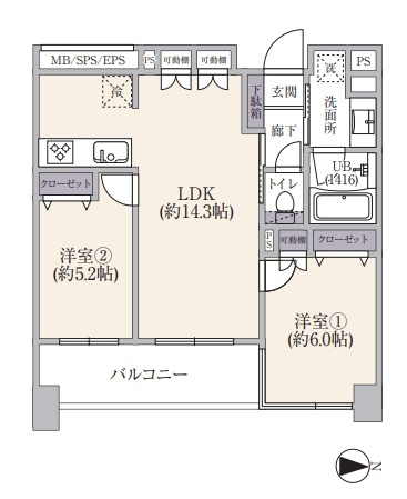 サンクタス森下の間取り|サンクタス森下：全居室に収納・窓が付いた２ＬＤＫエアコン付きリノベーション物件は住設備も充実！