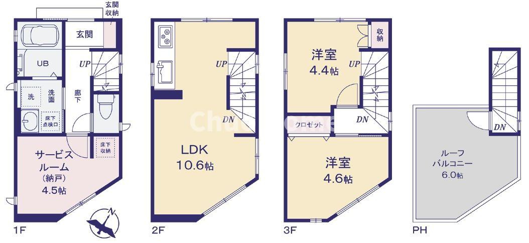 墨田区東向島5丁目新築分譲住宅の間取り|間取り図
