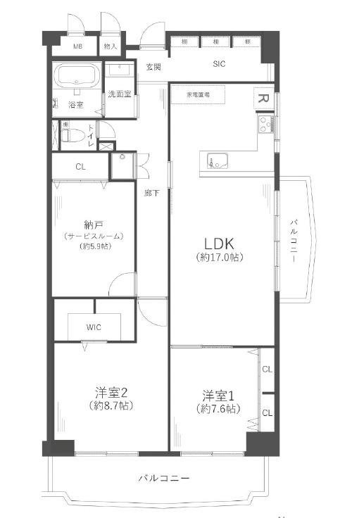 ローズハイツ夙川の間取り