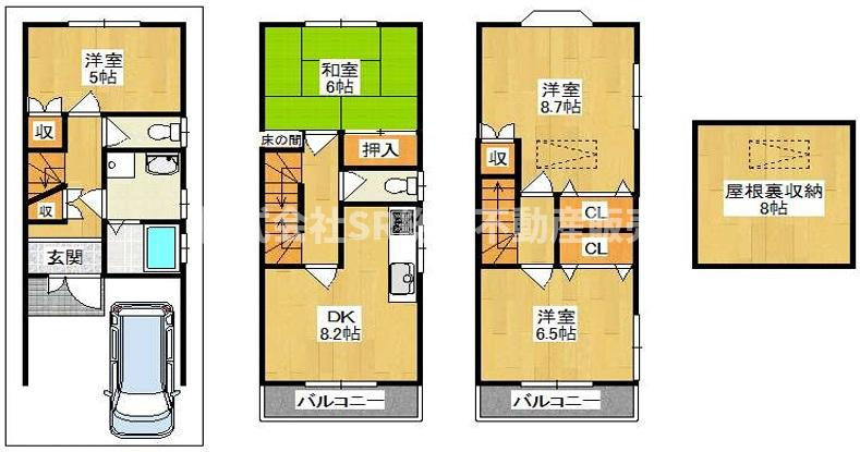本町中古戸建の間取り|室内一部リフォーム完了済みで、室内キレイで快適にお過ごしいただけます！