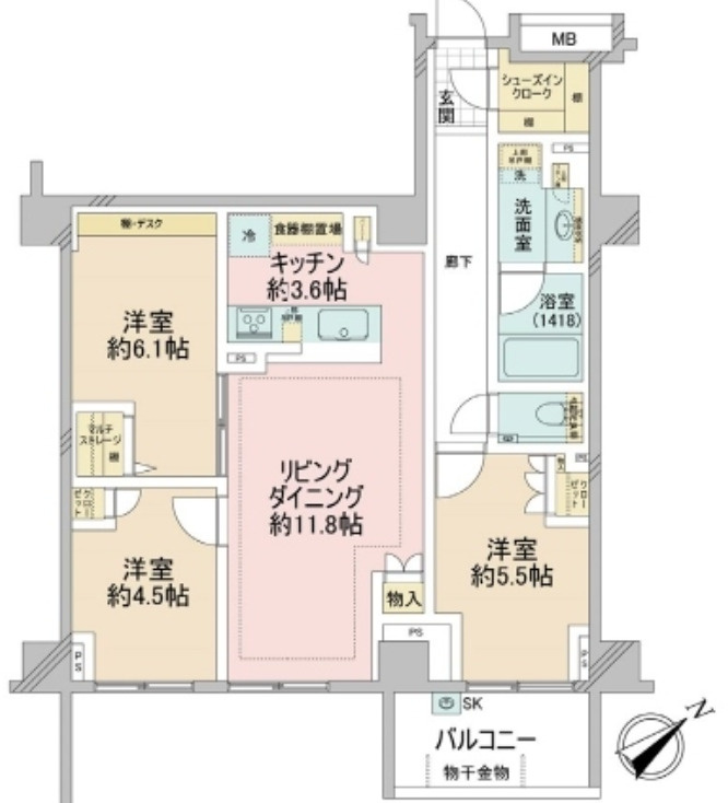 ブランズ文京小石川レジデンス　５Fの間取り