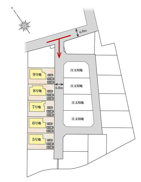 八代市古閑中町の新築一戸建の区画図|全５区画の新築分譲住宅地です