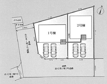 【区画図】 | 開成町中之名　全2棟　スーパーまで徒歩8分
