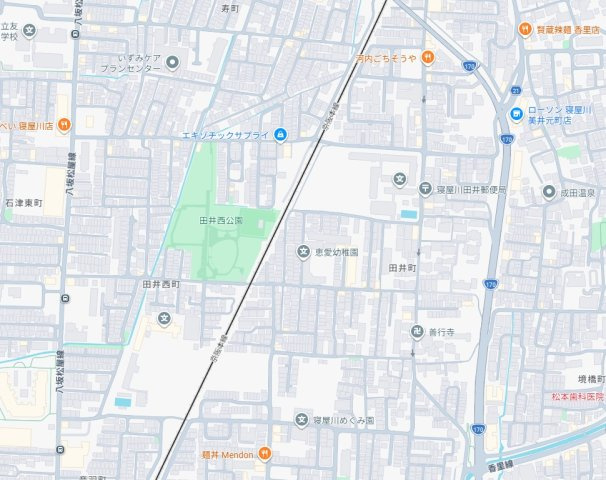 ■寝屋川市田井町　第1期　新築一戸建ての地図