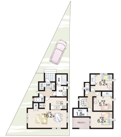 ■寝屋川市田井町　第1期　新築一戸建ての間取り