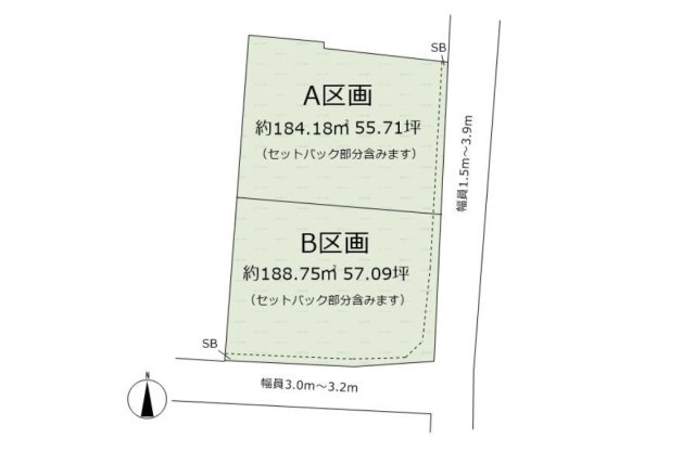 半田市乙川内山町　売り土地【B区画】の区画図
