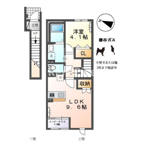萩原町新築アパートの間取り