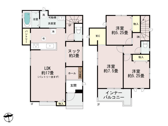 浦添市沢岻（全5棟）ABCD号棟の間取り|A号棟　4490万円