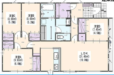 糟屋郡篠栗町和田4丁目3期　1号棟の間取り