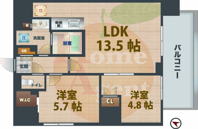 【間取り】 | パークハビオ渋谷本町レジデンス | 2LDKのお部屋です。
