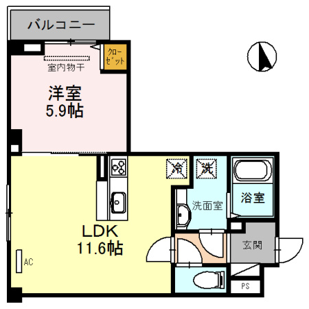 京都市下京区堅田町の賃貸マンションの間取り