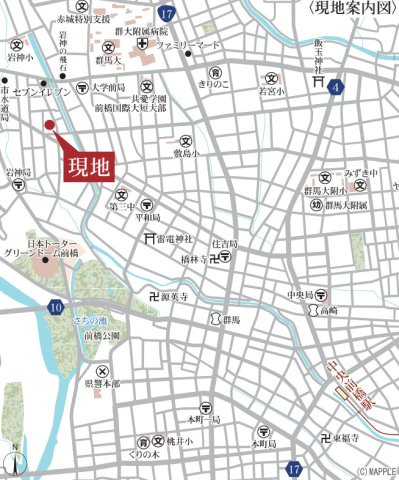 【新築】前橋市岩神町第６　３号棟(全４棟)　リーブルガーデン　新築建売分譲の地図