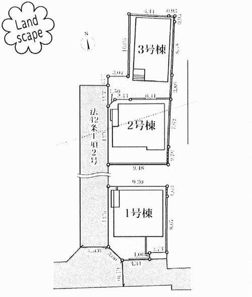 茅ヶ崎市ひばりが丘　新築戸建全3棟　1号棟の区画図