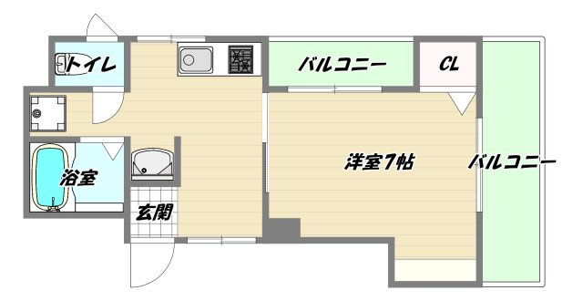 大阪市淀川区新高６丁目の賃貸マンションの間取り