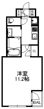 大阪市中央区瓦屋町１丁目の賃貸マンションの間取り