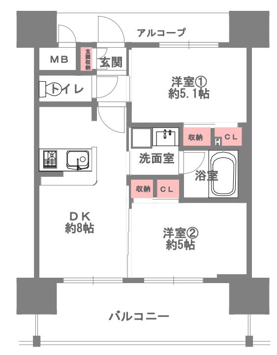 エステムコート南堀江Ⅱレアリスの間取り
