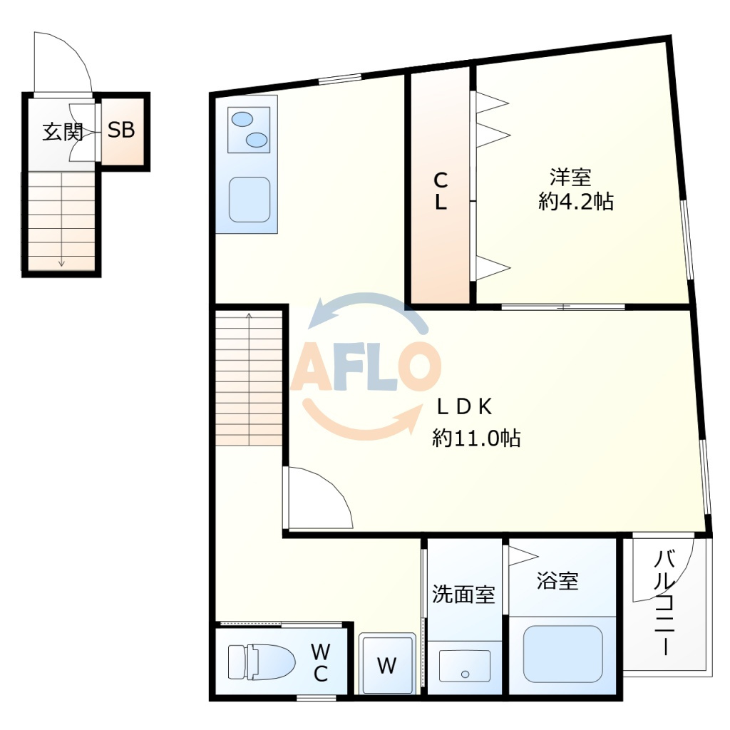 Ｗ・Ｇ　ＦＵＫＵＳＨＩＭＡの間取り|Ｗ・Ｇ　ＦＵＫＵＳＨＩＭＡ　間取り