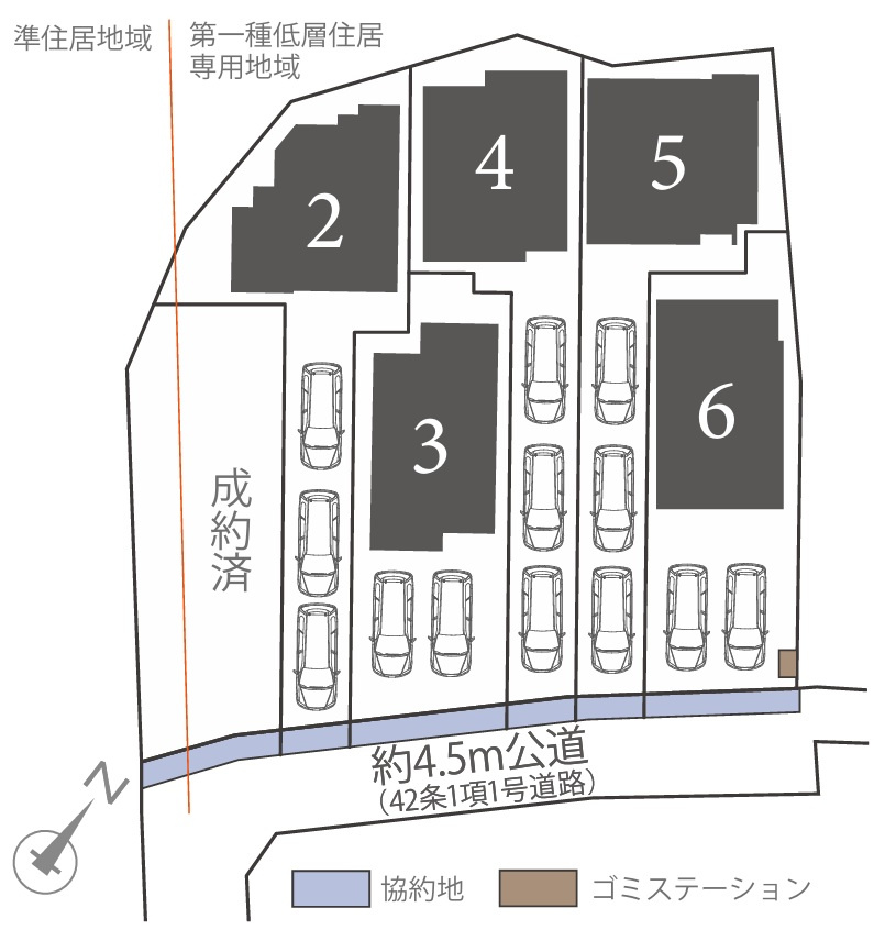 市ヶ尾町Ⅱ　6号棟の区画図