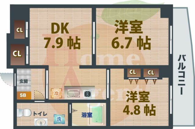 【間取り】 | F.S.C.新宿マンション | 2DKのお部屋です。