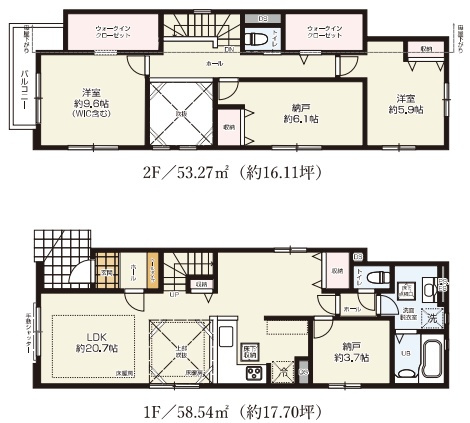 枚方市御殿山町　第1期　新築一戸建ての間取り|1号地