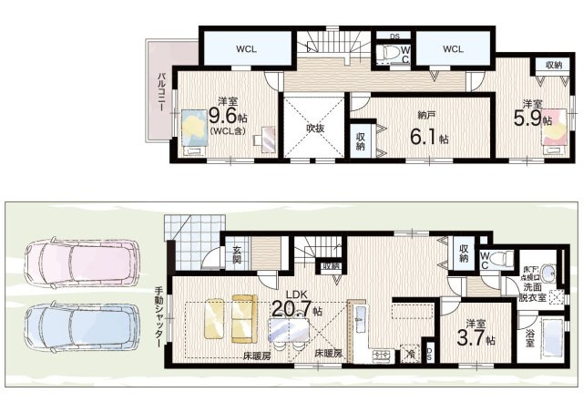 ■枚方市御殿山町　第1期　新築一戸建ての間取り|1号地