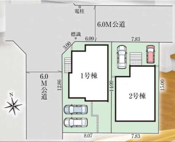 新築戸建て　柏市松葉町6丁目2号棟の区画図