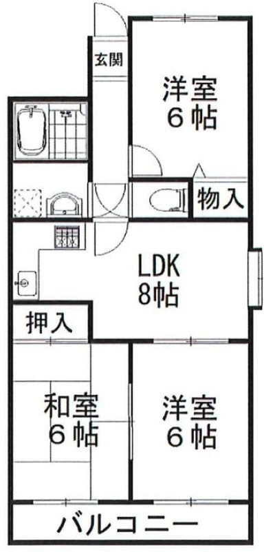 神戸市垂水区福田４丁目の賃貸マンションの間取り