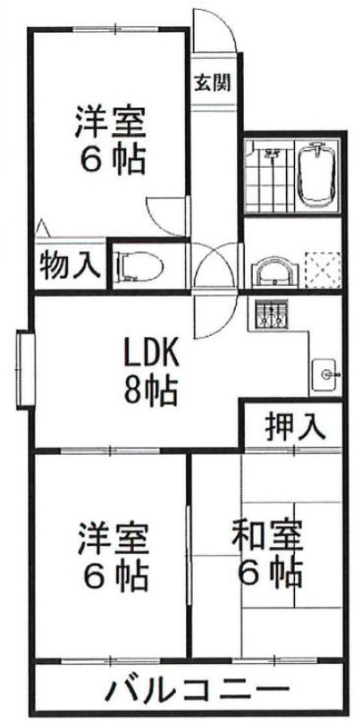 神戸市垂水区福田４丁目の賃貸マンションの間取り
