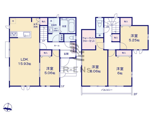 【間取り】 | 練馬区大泉学園町８丁目　新築戸建て　A号棟 | 衣類や季節用品をすっきり収納できる、頼もしいWICを完備