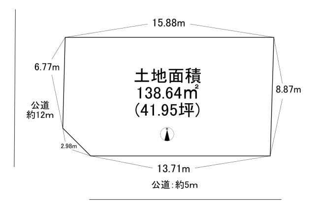 栗山町2丁目の土地図|南西角地　建築条件無し